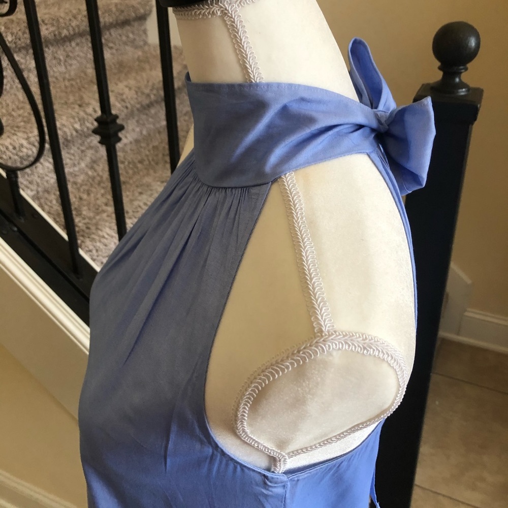 J. Crew Light Blue Cotton Bow Top 0